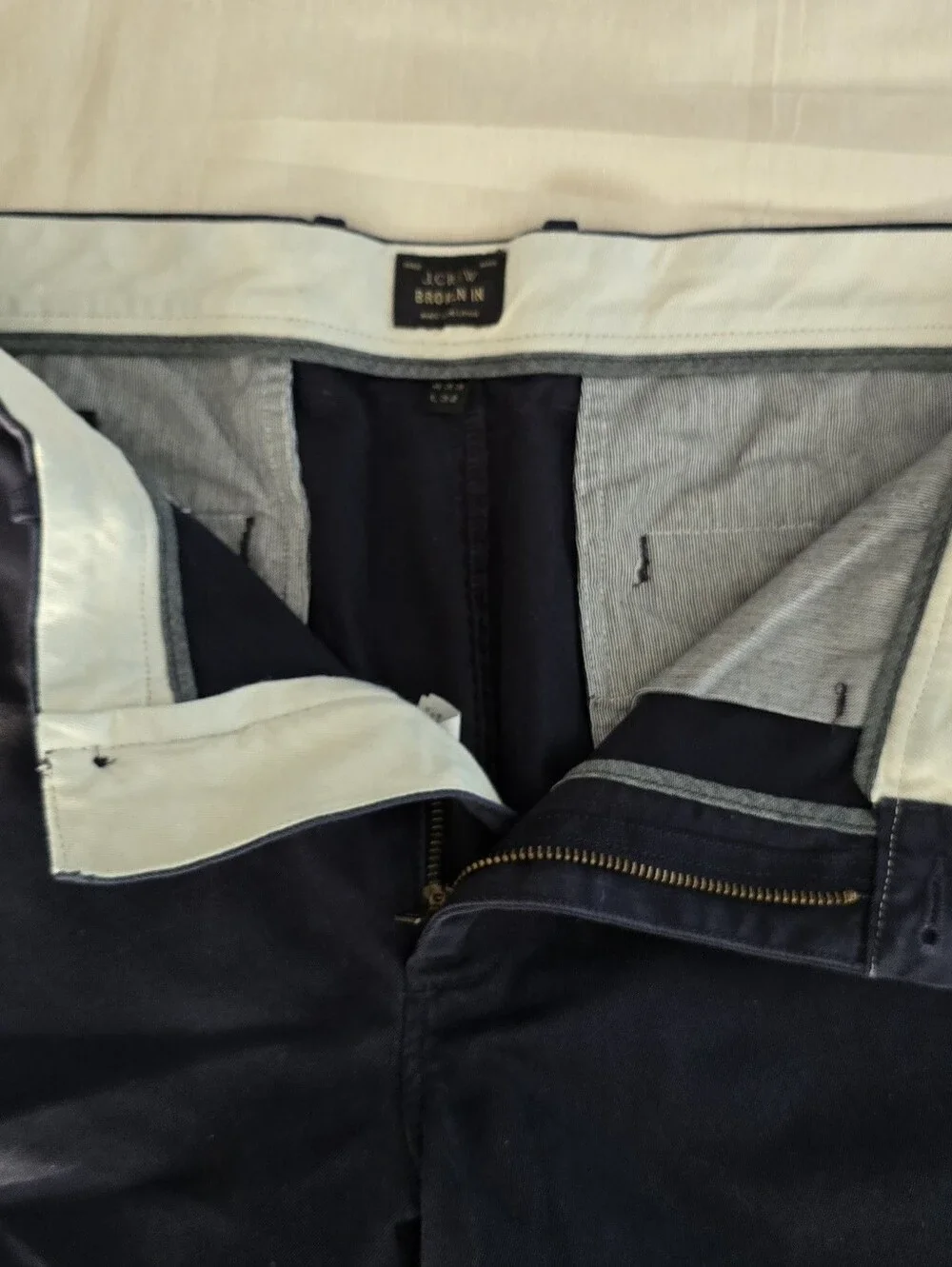 NWOT J CREW Broken-In Straight Chino Pants - Men's Cotton Casual Navy Blue 33x32